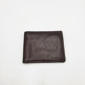 Michael Kors Brown Pebbled Leather Stitched Detail Men's Bifold Wallet Classic